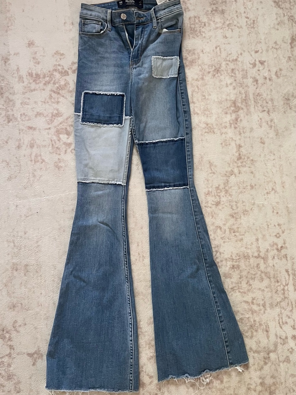 Hollister Blue Patchwork Flare Jeans